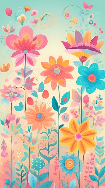 Fiori colorati disegno disegno cartone animato sfondo