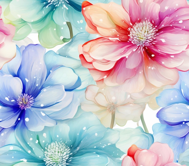 fiori dai colori vivaci sono disposti in uno schema su uno sfondo bianco ai generativo