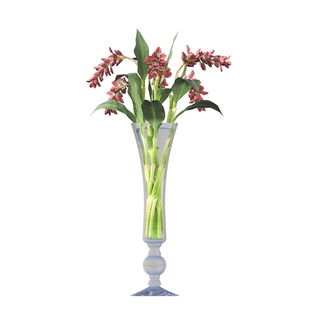 fiori decorativi e piante per interni, isolati su sfondo bianco, illustrazione 3D, cg r