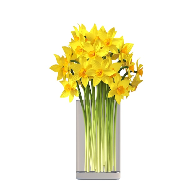 fiori decorativi e piante per interni, isolati su sfondo bianco, illustrazione 3D, cg r