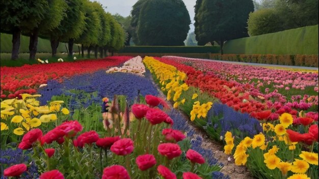 Fiori delicati Paesaggi colorati di giardini di fiori