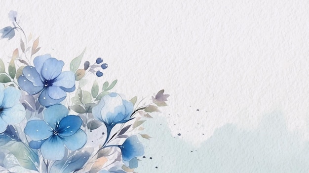 Fiori dell'acquerello su sfondo bianco con fiori blu