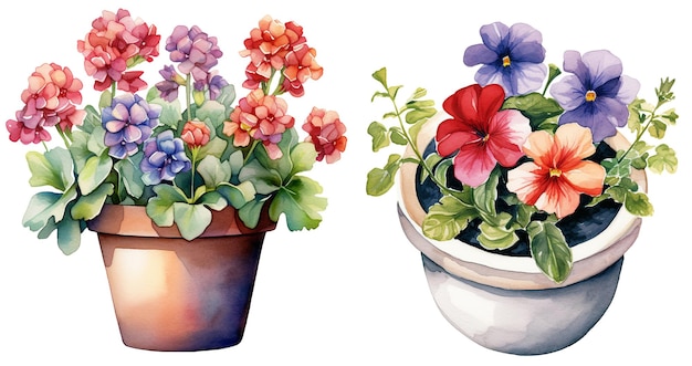 Fiori dell'illustrazione in vasi