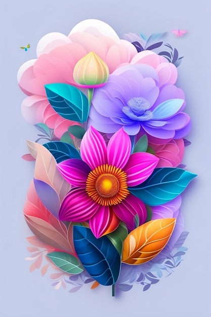 Fiori di carta con uno sfondo colorato.