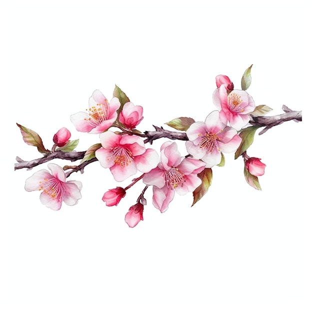 Fiori di ciliegio bella sakura rami fiori e petali illustrazione