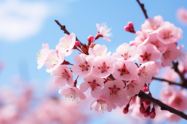 fiori di ciliegio con sfondo blu del cielo fiori di sakura in fiore