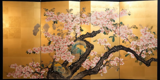 Fiori di ciliegio nello stile della pittura giapponese