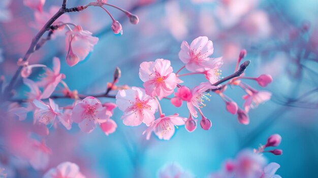 Fiori di ciliegio rosa che fioriscono in primavera concetto di hanami bellissimo sfondo