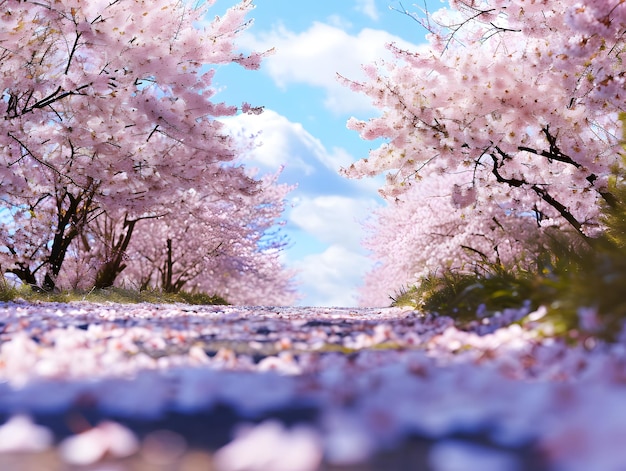 Fiori di ciliegio rosa in piena fioritura in primavera in Giappone