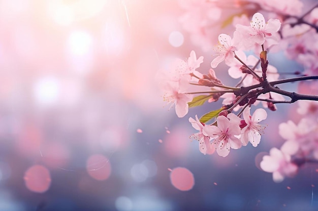 fiori di ciliegio rosa su sfondo blu