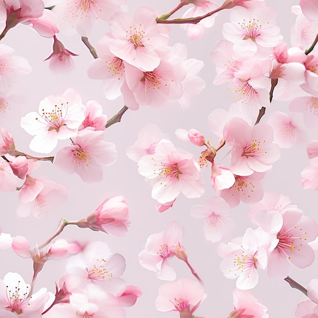 Fiori di ciliegio rosa su sfondo rosa