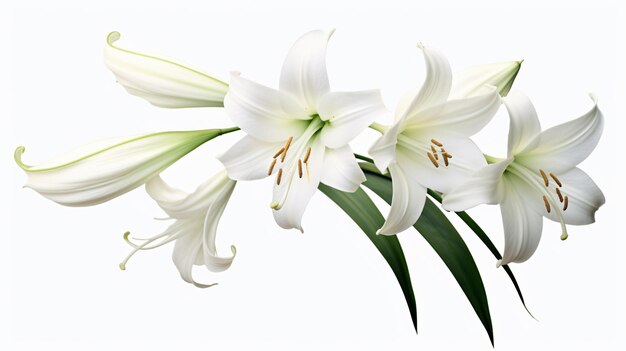 Fiori di Crinum moori giglio natale giglio bianco isolato su uno sfondo bianco