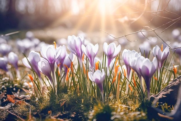 Fiori di croco alla luce del sole