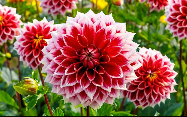 Fiori di dahlia colorati nel giardino