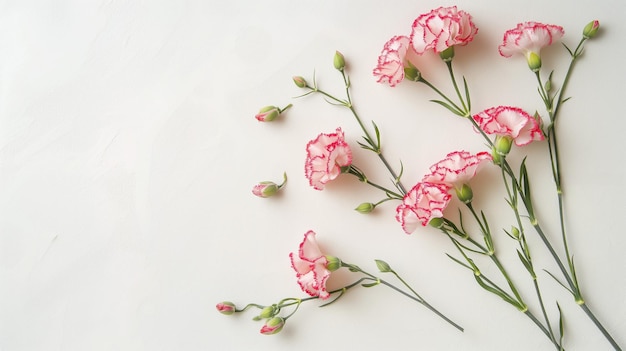 fiori di garofano rosa su uno sfondo bianco