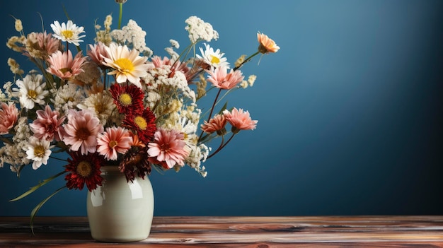 Fiori di giardino sopra tavolo di legno blu HD sfondo carta da parati desktop carta da parate