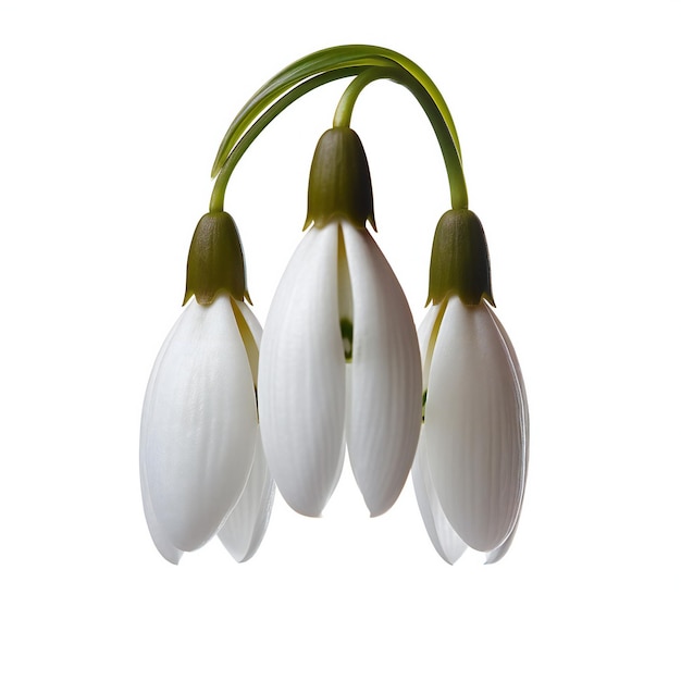 Fiori di gocciola di neve isolati su sfondo bianco Galanthus nivalis