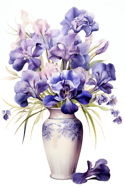 Fiori di iris in vaso Clipart