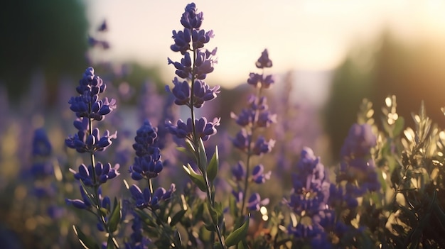 Fiori di lavanda al tramonto sognante