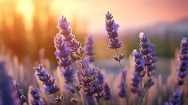 Fiori di lavanda al tramonto sognante