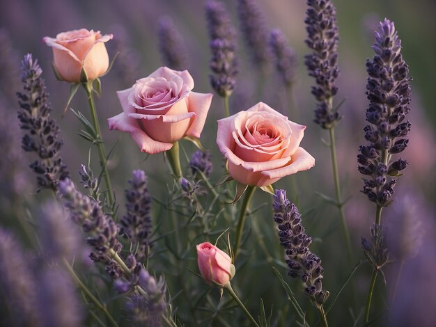 Fiori di lavanda e di rosa