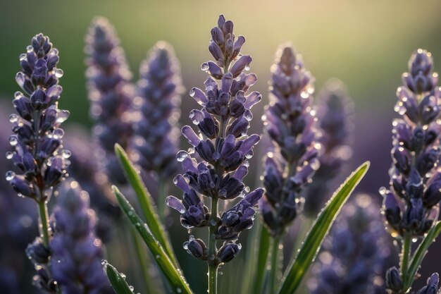 Fiori di lavanda sbiaditi alla luce del mattino