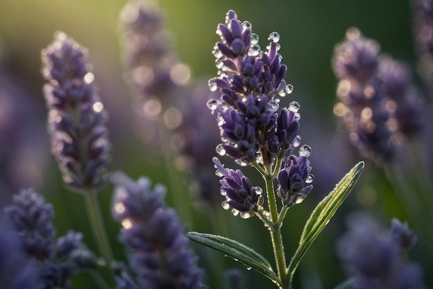 Fiori di lavanda sbiaditi alla luce del mattino