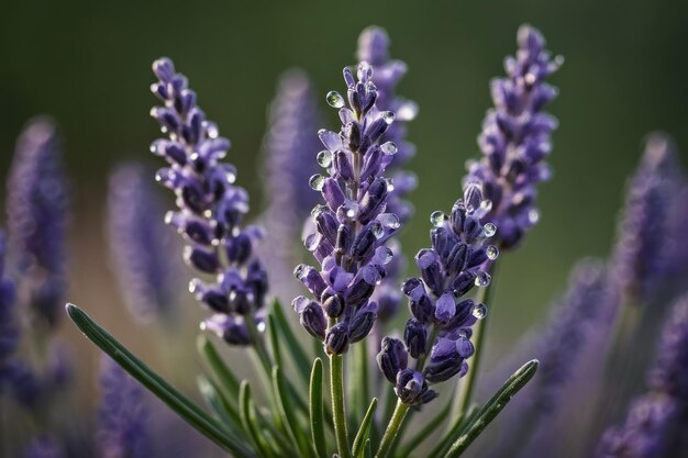 Fiori di lavanda sbiaditi alla luce del mattino