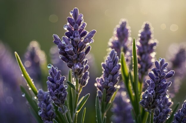 Fiori di lavanda sbiaditi alla luce del mattino