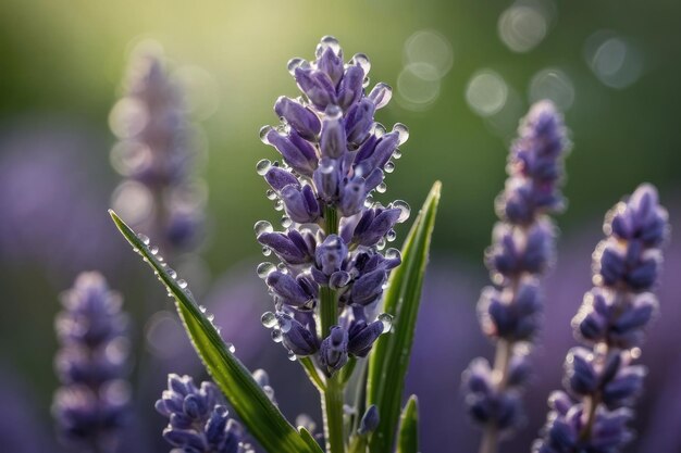 Fiori di lavanda sbiaditi alla luce del mattino