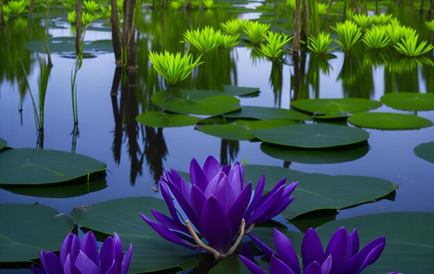 fiori di loto viola nell'acqua