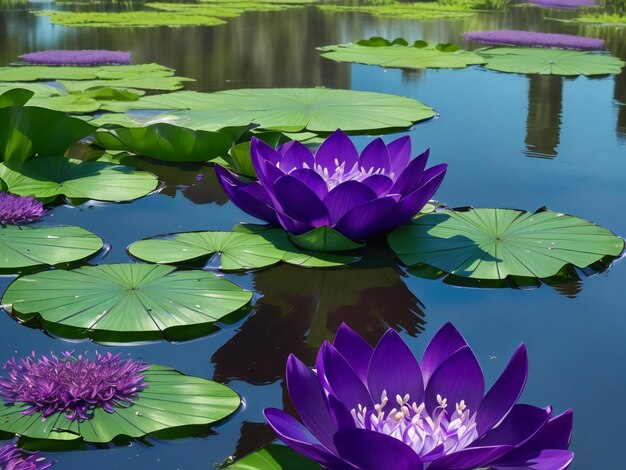 fiori di loto viola nell'acqua