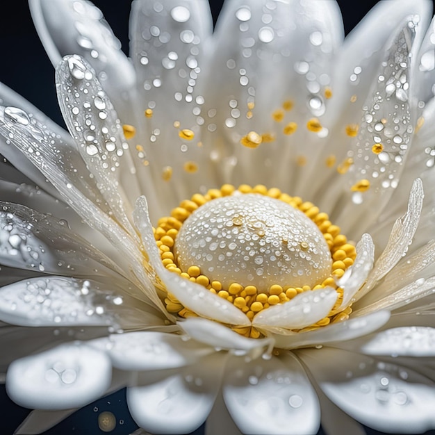 Fiori di margherite realistici con particelle di luce gocce d'acqua