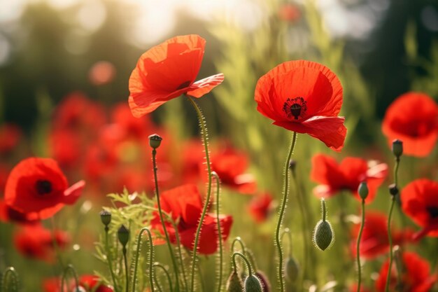 Fiori di papavero rosso nel campo