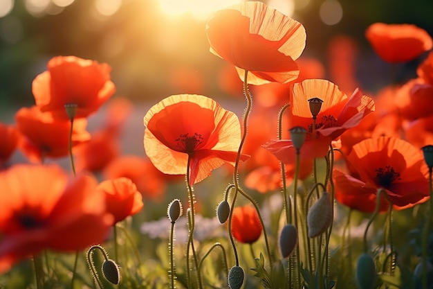 Fiori di papavero rosso nel campo