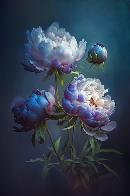 Fiori di peonia su sfondo sfocato