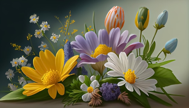 Fiori di primavera 3D realistico