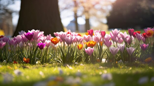 Fiori di primavera al parco in mezzo alla giornata