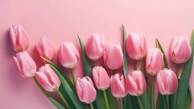 Fiori di primavera tulipano su sfondo rosa