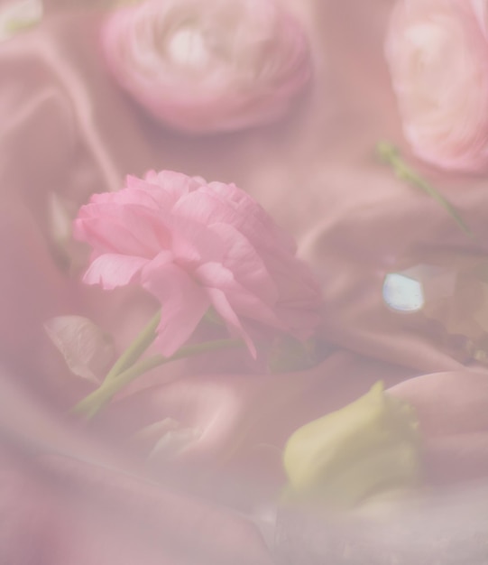 Fiori di rosa rosa in vacanza di nozze di seta morbida e concetto in stile floreale di sfondo