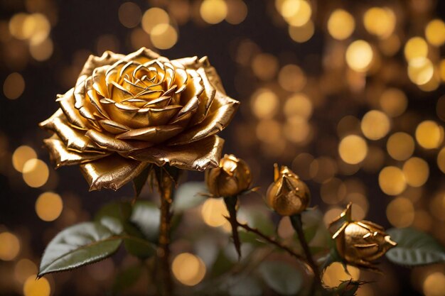 fiori di rose dorate da vicino girato 100 mm girato con sfondo bokeh