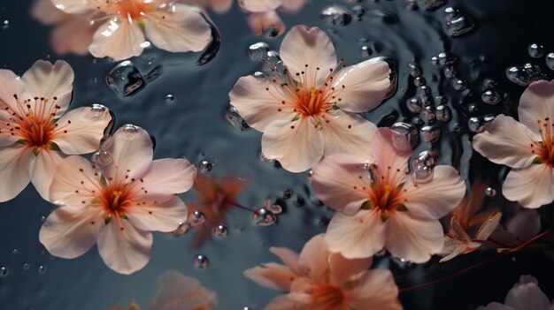 fiori di sakura che galleggiano sull'acqua foto