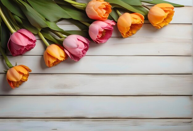 Fiori di tulipani sul tavolo.