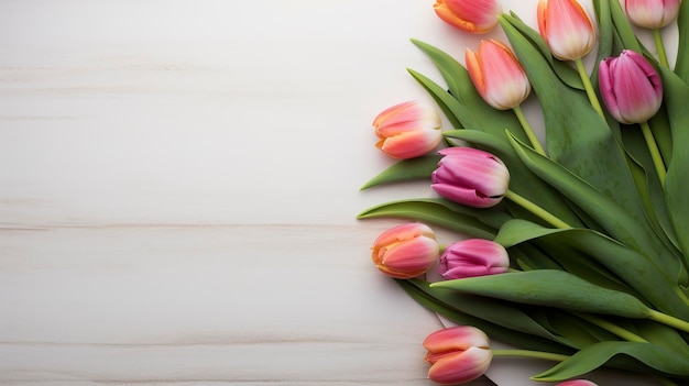 Fiori di tulipani vista dall'alto generati ai