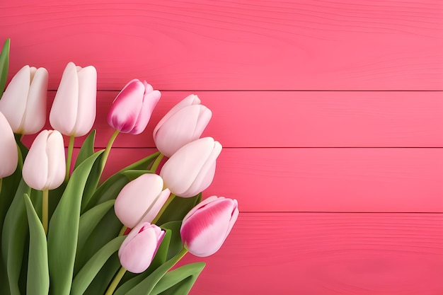 Fiori Di Tulipano Rosa Isolati Su Sfondo Rosa