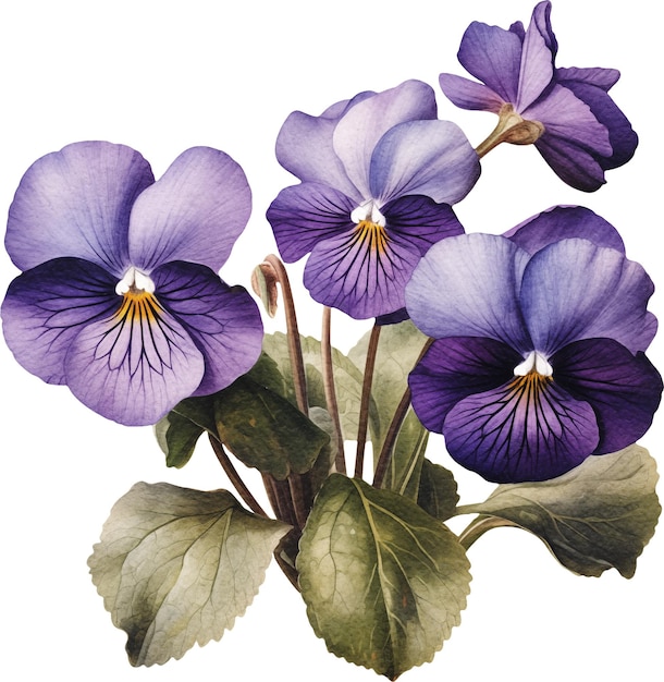Fiori di violette acquerello vintage