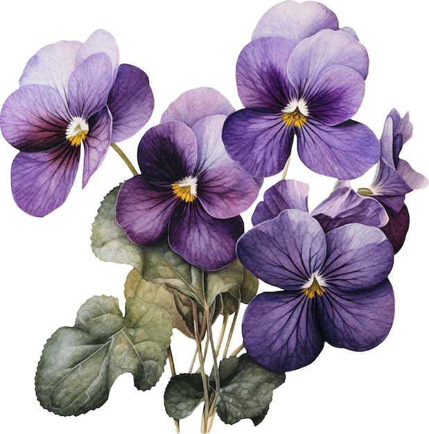 Fiori di violette acquerello vintage