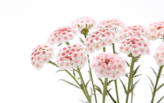 Fiori di yarrow su sfondo bianco