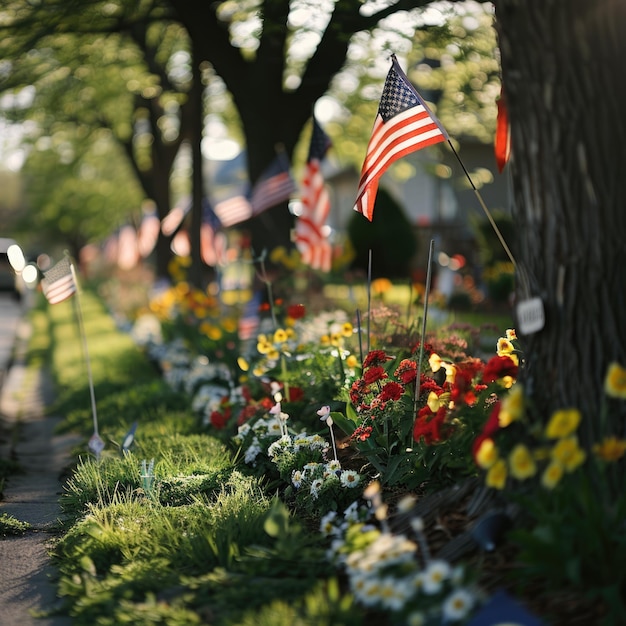 fiori e bandiere giorno commemorativo ai generato