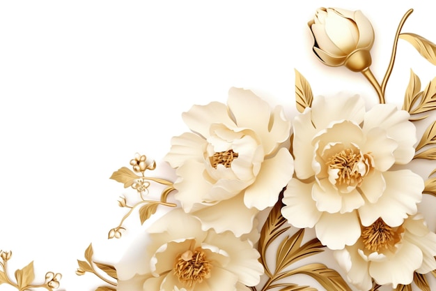 fiori eleganti su bianco con spazio di copia